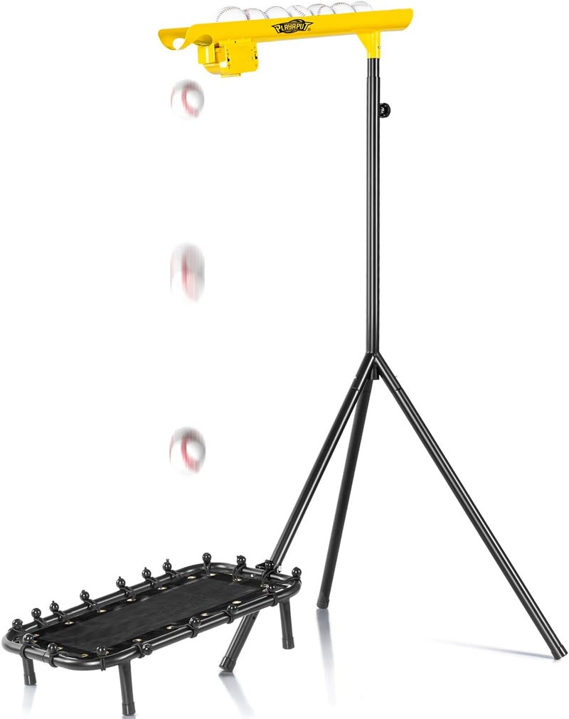 PLAYAPUT Baseball Soft Toss with Rebound Mesh Net - Hold Up 8 Balls Electric Baseball Training Equipment, Adjustable Height & Speed 6/8/10S Pitching Machine for Coaches & Players,Portable Carry Bag - Image 1
